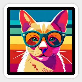 Feline Cool: Pop Art Cat Wearing Sunglasses Sticker